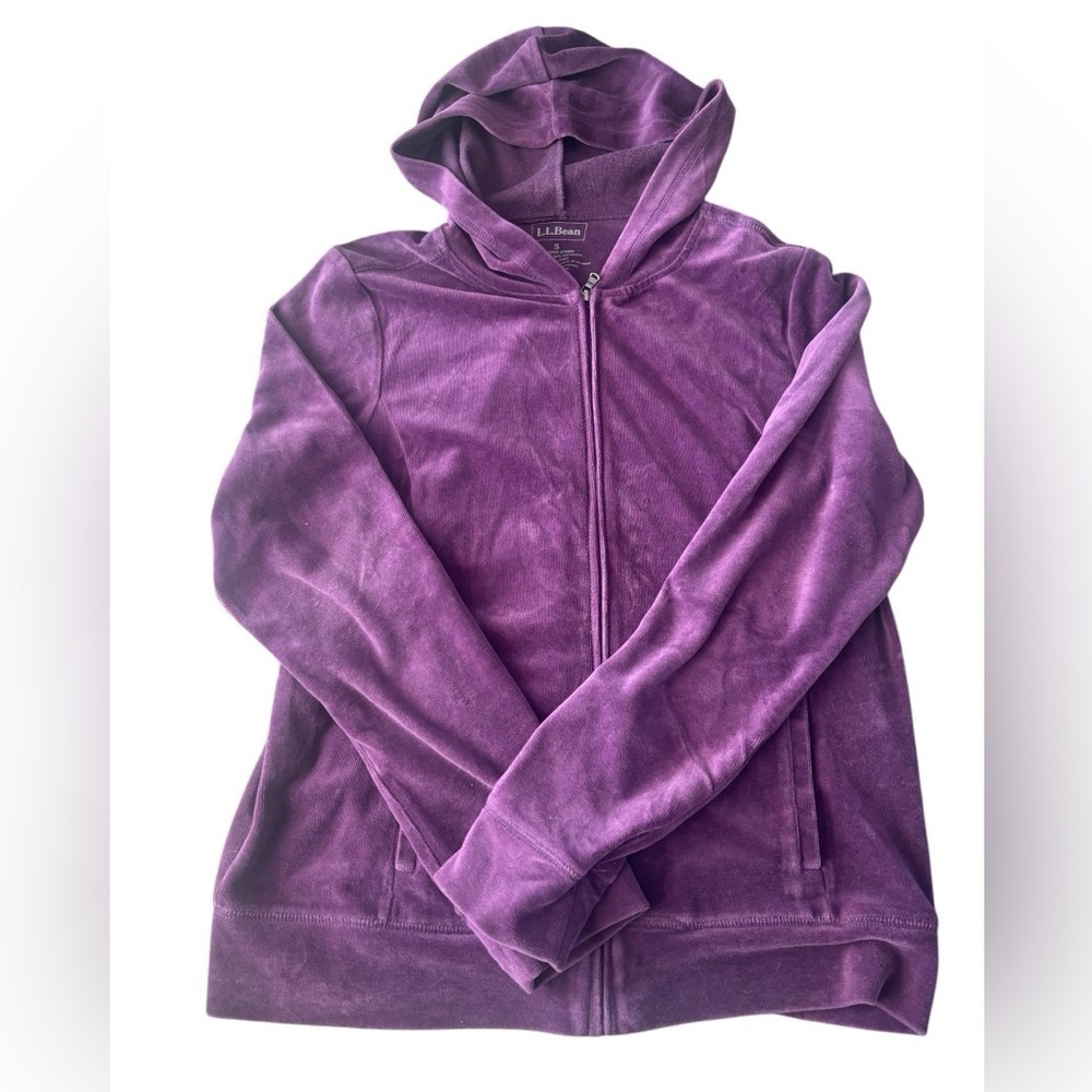 L.L.Bean Zip Up Valour Purple Hoodie Two Front Pockets Size Small